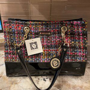 Anne Klein multi colored patent tote